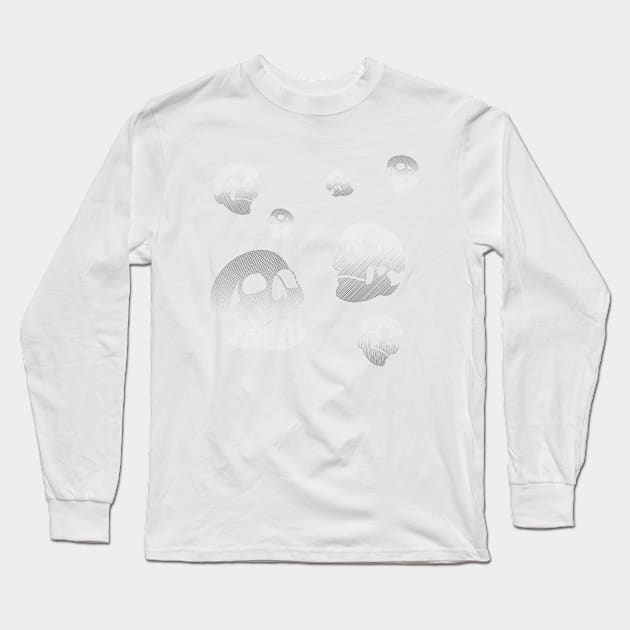 Strobe Line Skulls Long Sleeve T-Shirt by mkstrandholm